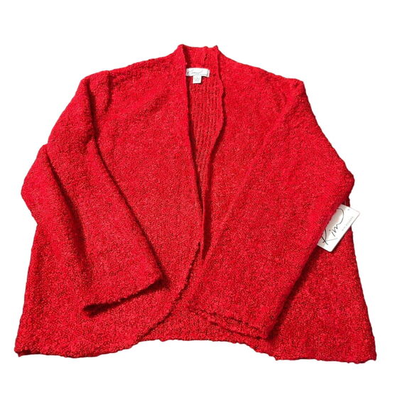 Kim Rogers Womens Sweater Red Size Large Acrylic Blend Long Sleeve Open - Picture 1 of 12